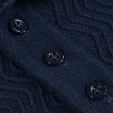 Wave Cable Knit Polo (Navy)