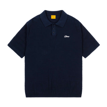 Wave Cable Knit Polo (Navy)