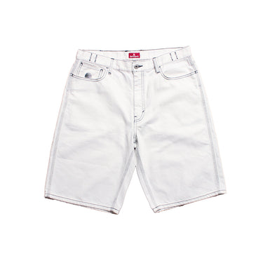 Baggie Color Denim Shorts (White)