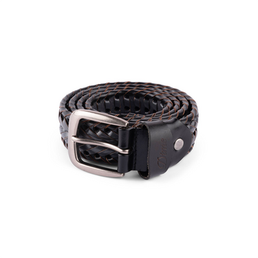 Braided Leather Belt (Black/charcoal)