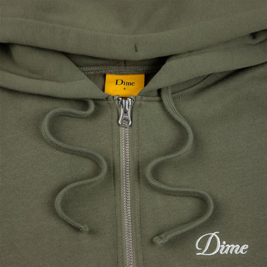 Cursive Zip Hoodie (Army Green)