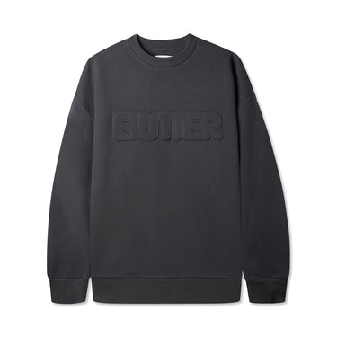 Fabric Applique Crewneck Sweatshirt (Washed Black)