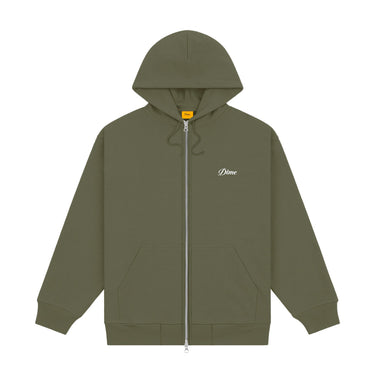 Cursive Zip Hoodie (Army Green)