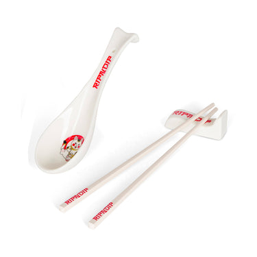 Lucky Nerm Chopstick and Spoon Set (White)