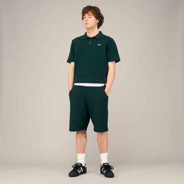 Wave Cable Knit Polo (Forest)