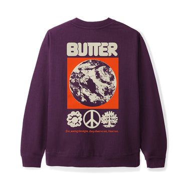 Butter Goods - Peace On Earth Crewneck (Eggplant)