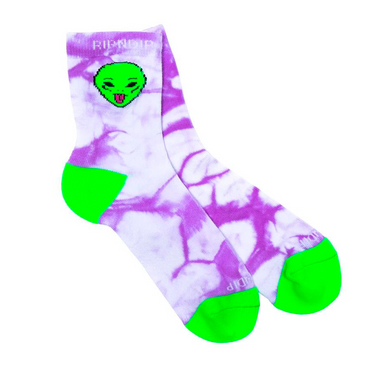 We Out Here Mid Socks (Purple Tie Dye)