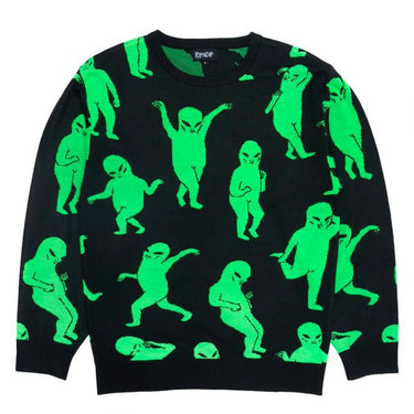 Alien Dance Party Knit Sweater Black